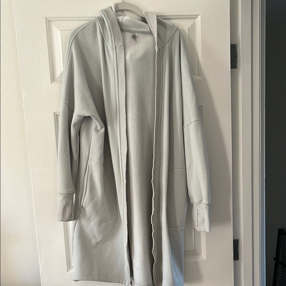Light Gray Hooded Long Cardigan